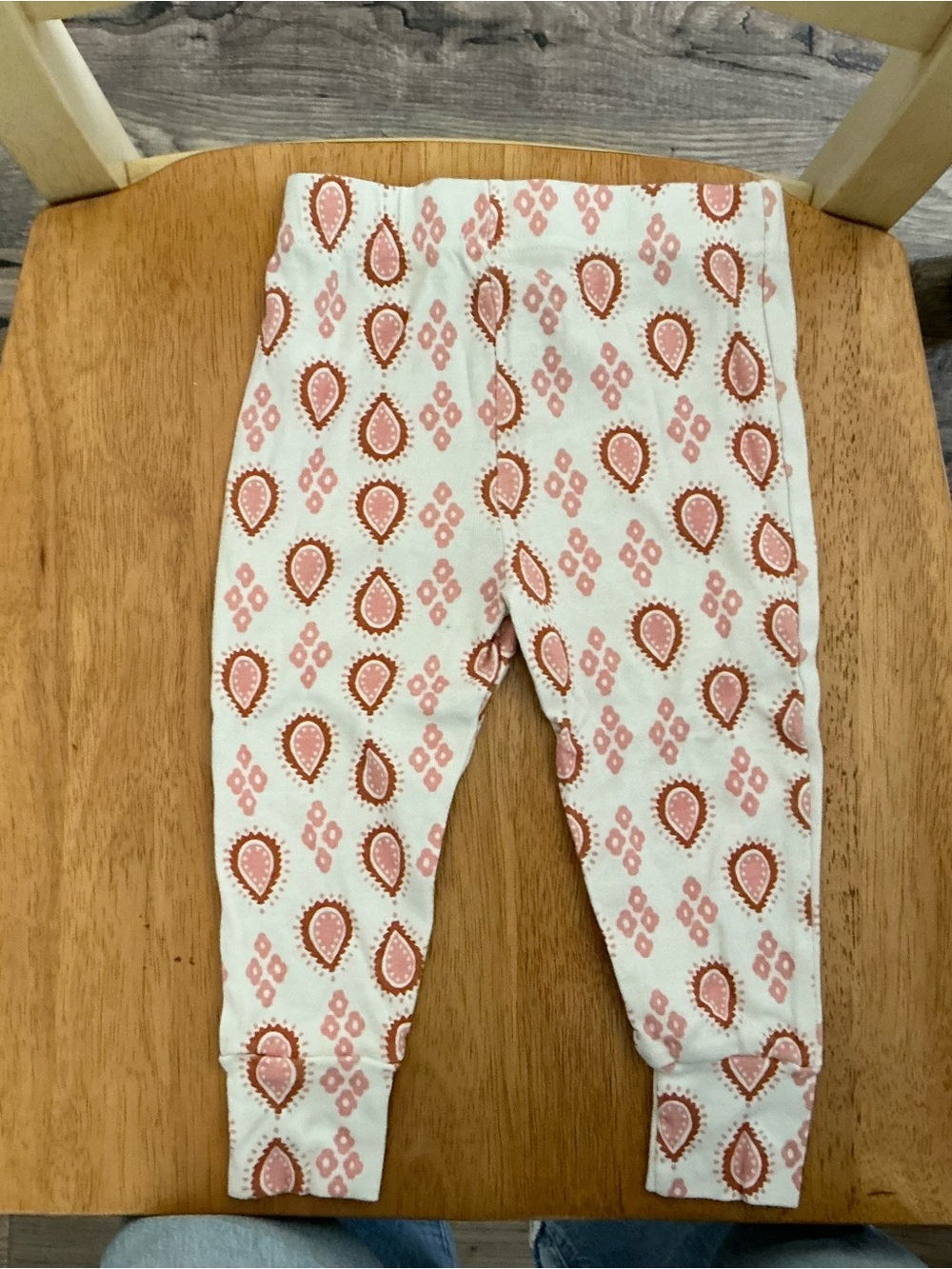 Kids White and Pink Paisley Print Leggings